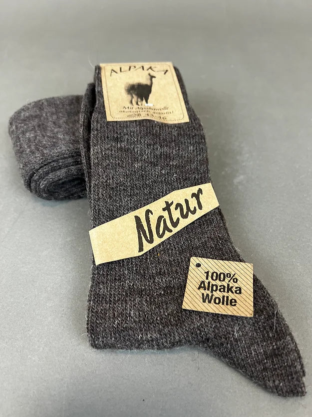 Alpaka Socken (Braun) - 100% Alpakawolle