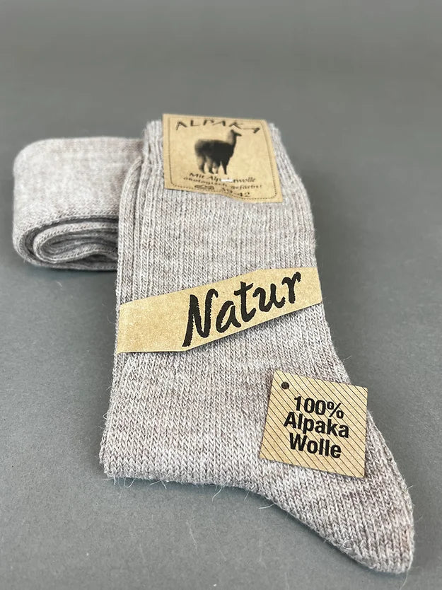 Alpaka Socken (Natur) - 100% Alpakawolle