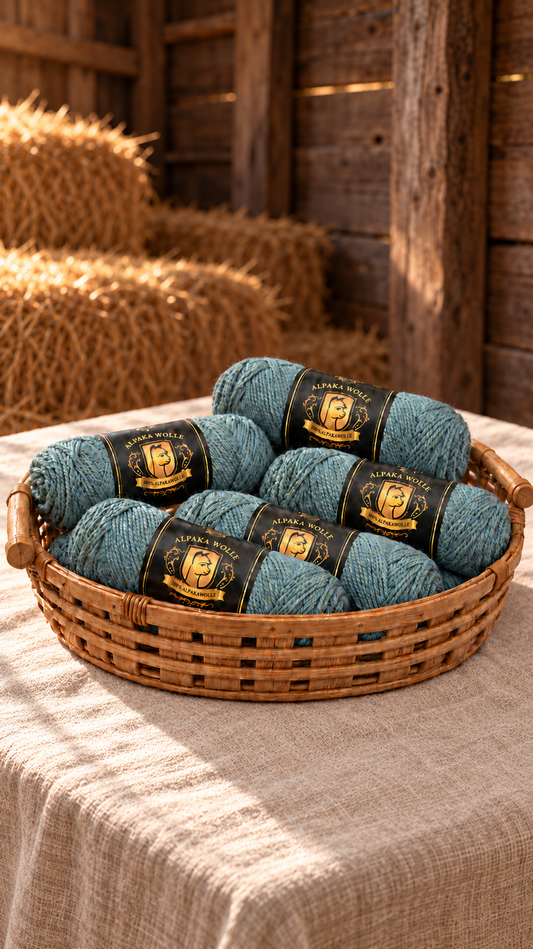 Alpaka Garn Blau-Grün 100%