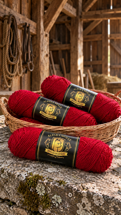Alpaka Garn Bordeaux-Rot 100%