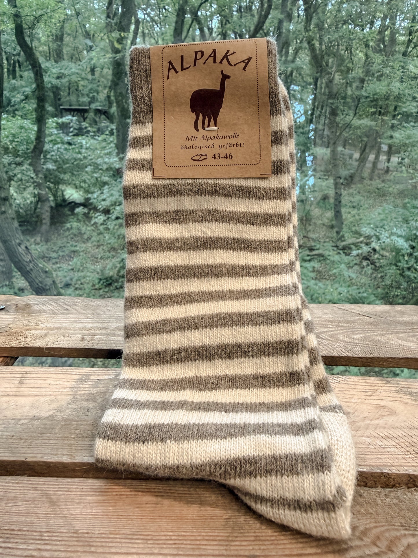 Braun weiße Alpaka Socken aus 92 Prozent Alpakawolle