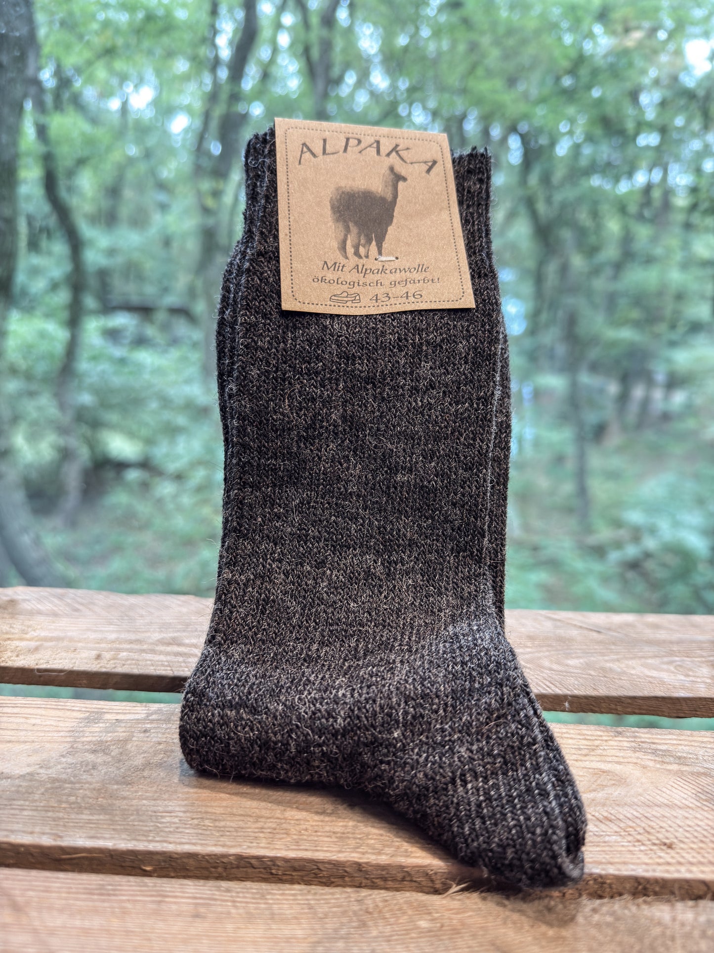 Alpaka Socken aus 92 Prozent Alpakawolle in Anthrazit