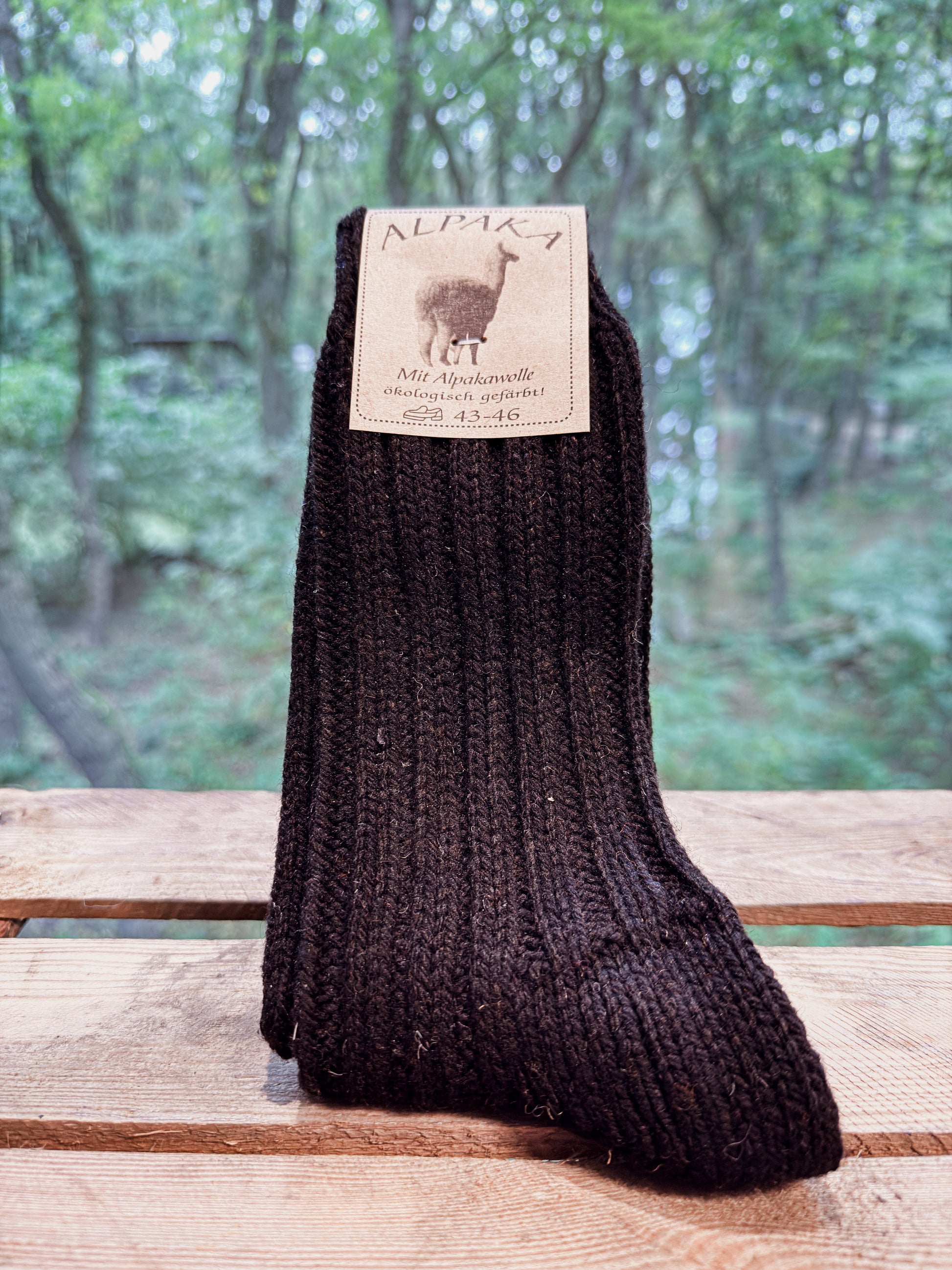 Schwarze Alpaka Socken aus 92 Prozent Alpakawolle