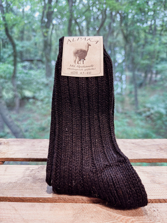 Schwarze Alpaka Socken aus 92 Prozent Alpakawolle