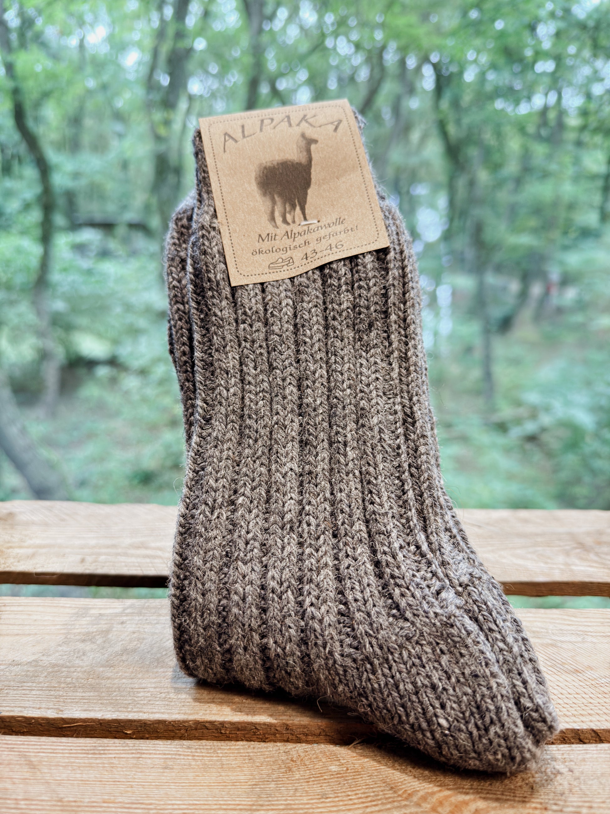 Graue Alpaka Socken aus 92 Prozent Alpakawolle