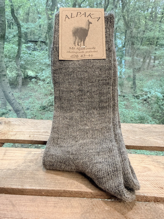 Hellgraue Alpaka Socken aus 92 Prozent Alpakawolle