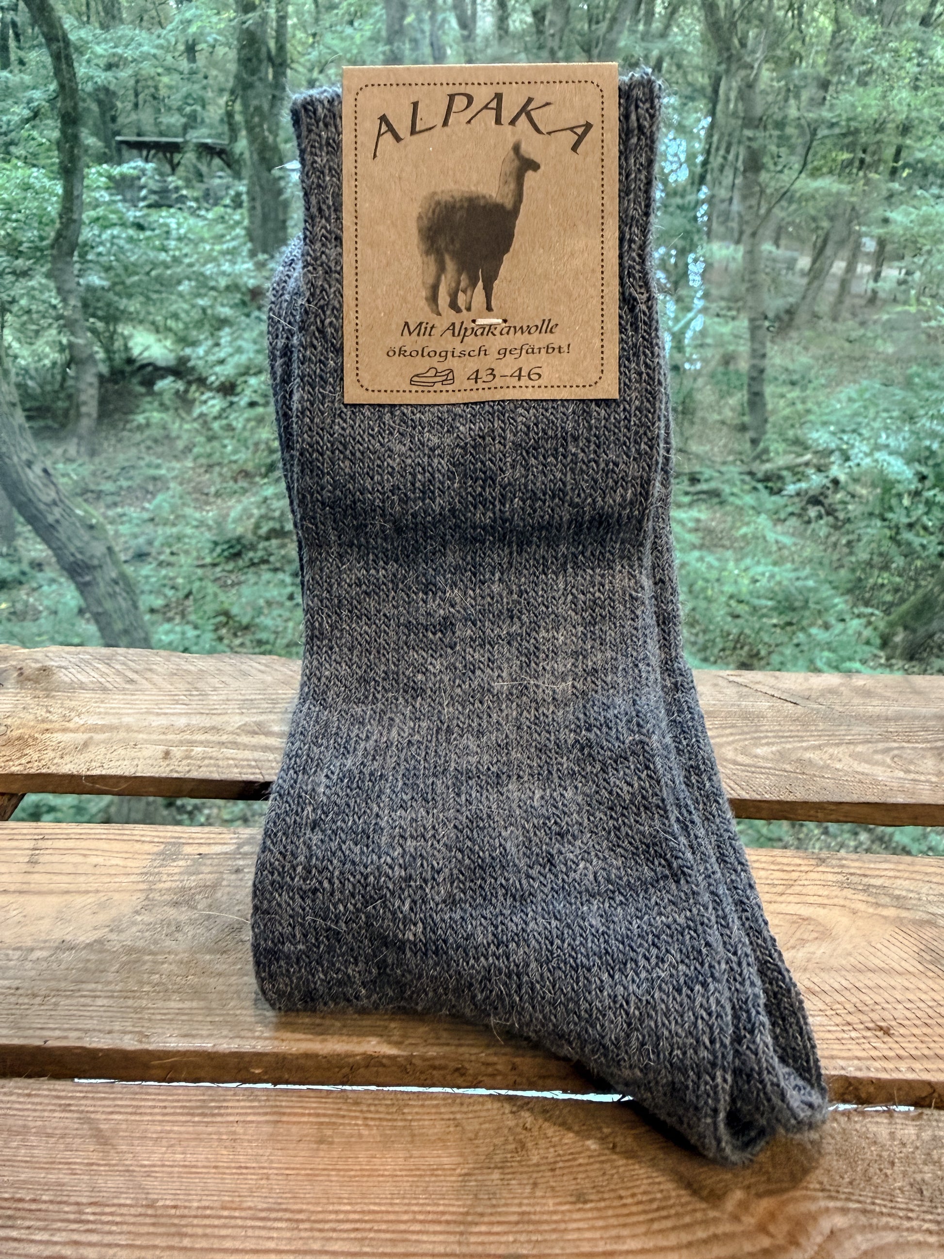 Jeans blaue Alpaka Socken aus 92 Prozent Alpakawolle