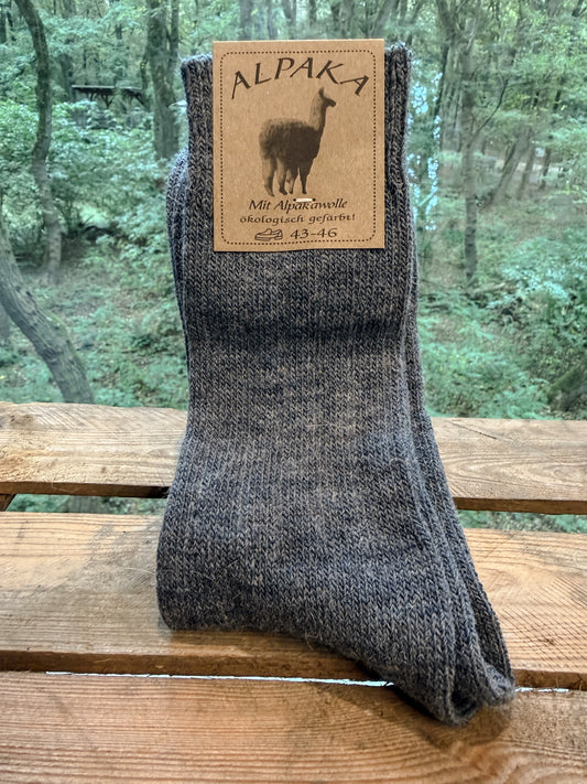 Jeans blaue Alpaka Socken aus 92 Prozent Alpakawolle