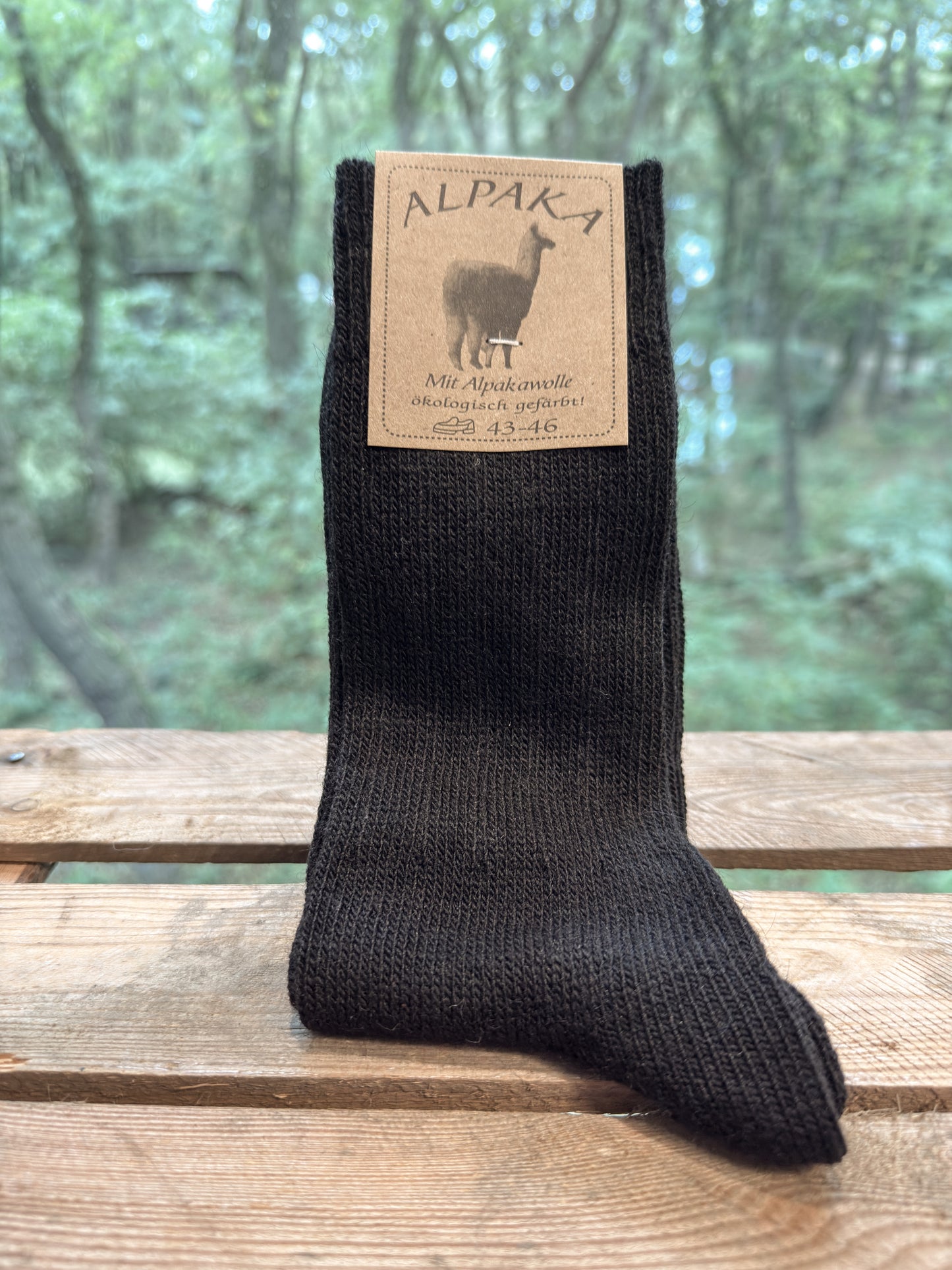 Schwarze Alpaka Socken aus 92 Prozent Alpakawolle