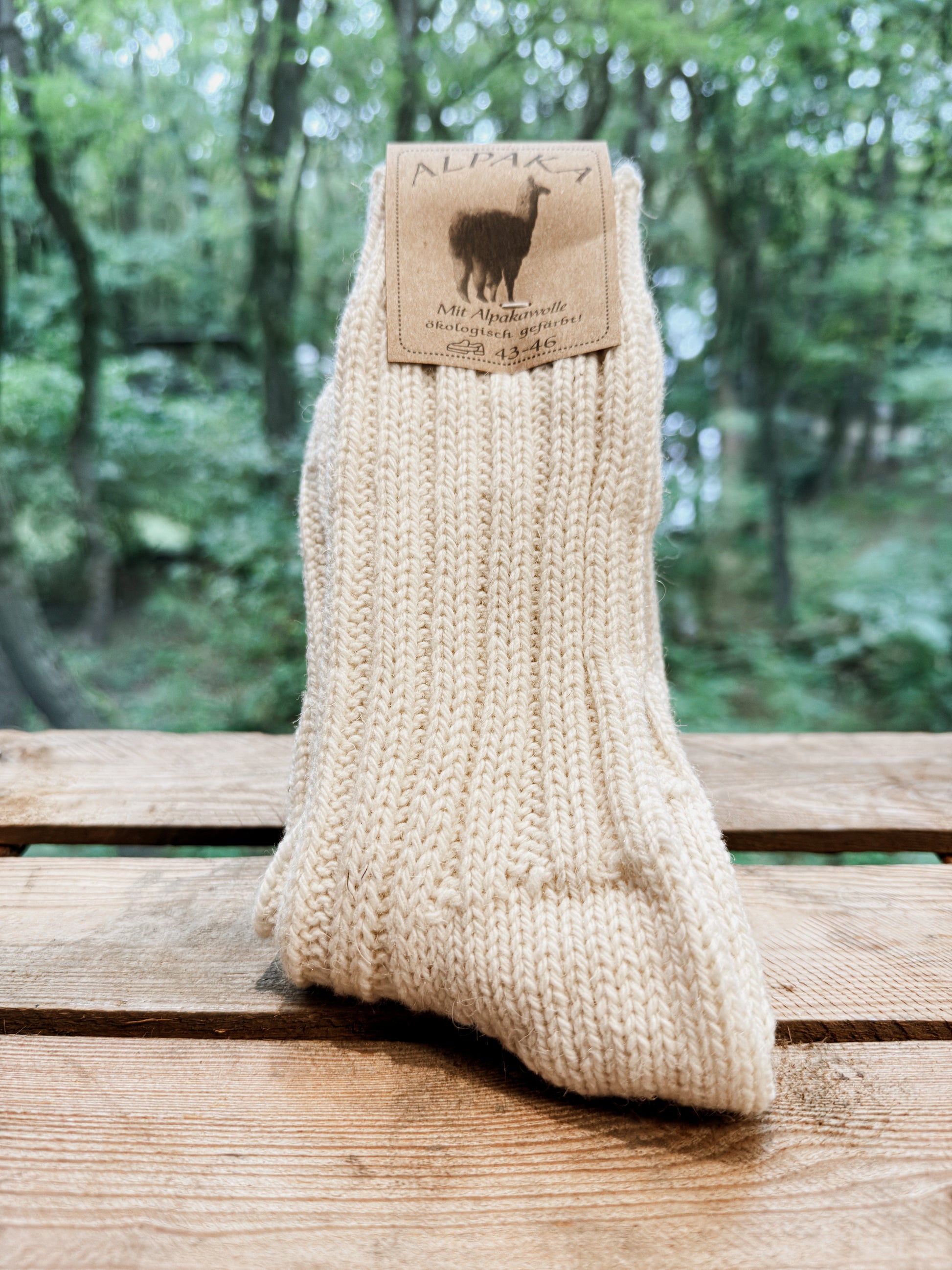 Weiße Alpaka Socken aus 92 Prozent Alpakawolle