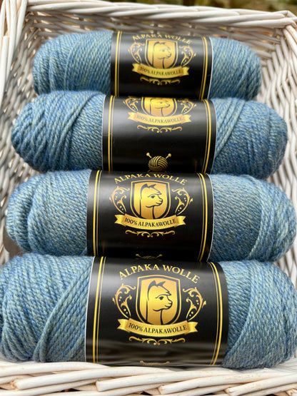 Alpaka Strickgarn 100% Blau-Grün 100g