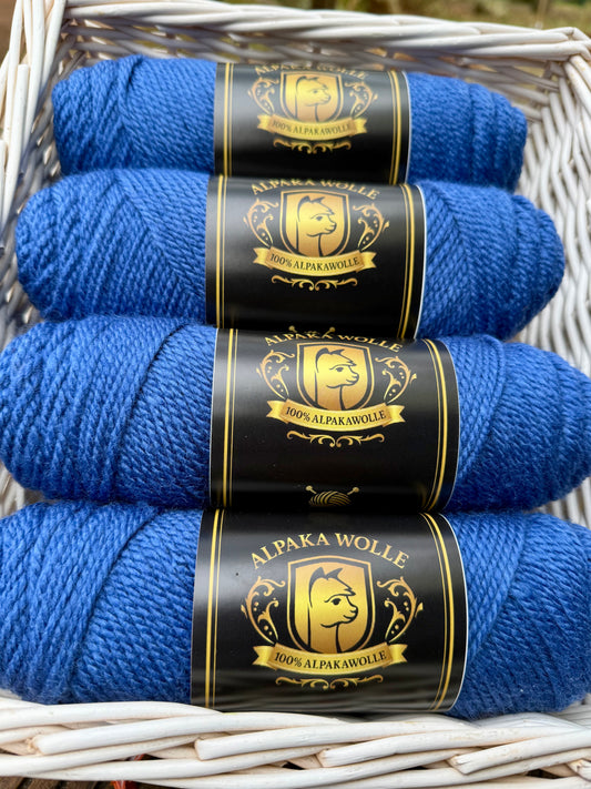 Alpaka Strickgarn 100% Blau 100g