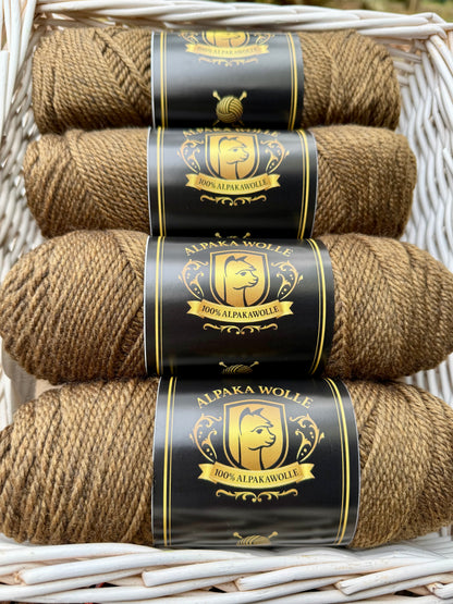 Alpaka Strickgarn 100% Coffee-Braun 100g