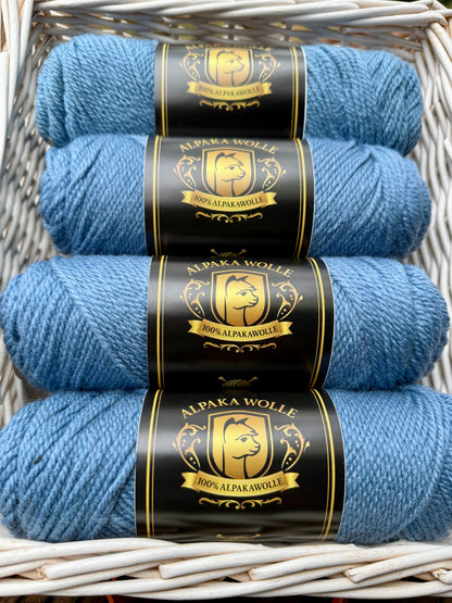 Alpaka Strickgarn 100% Jeans-Blau 100g