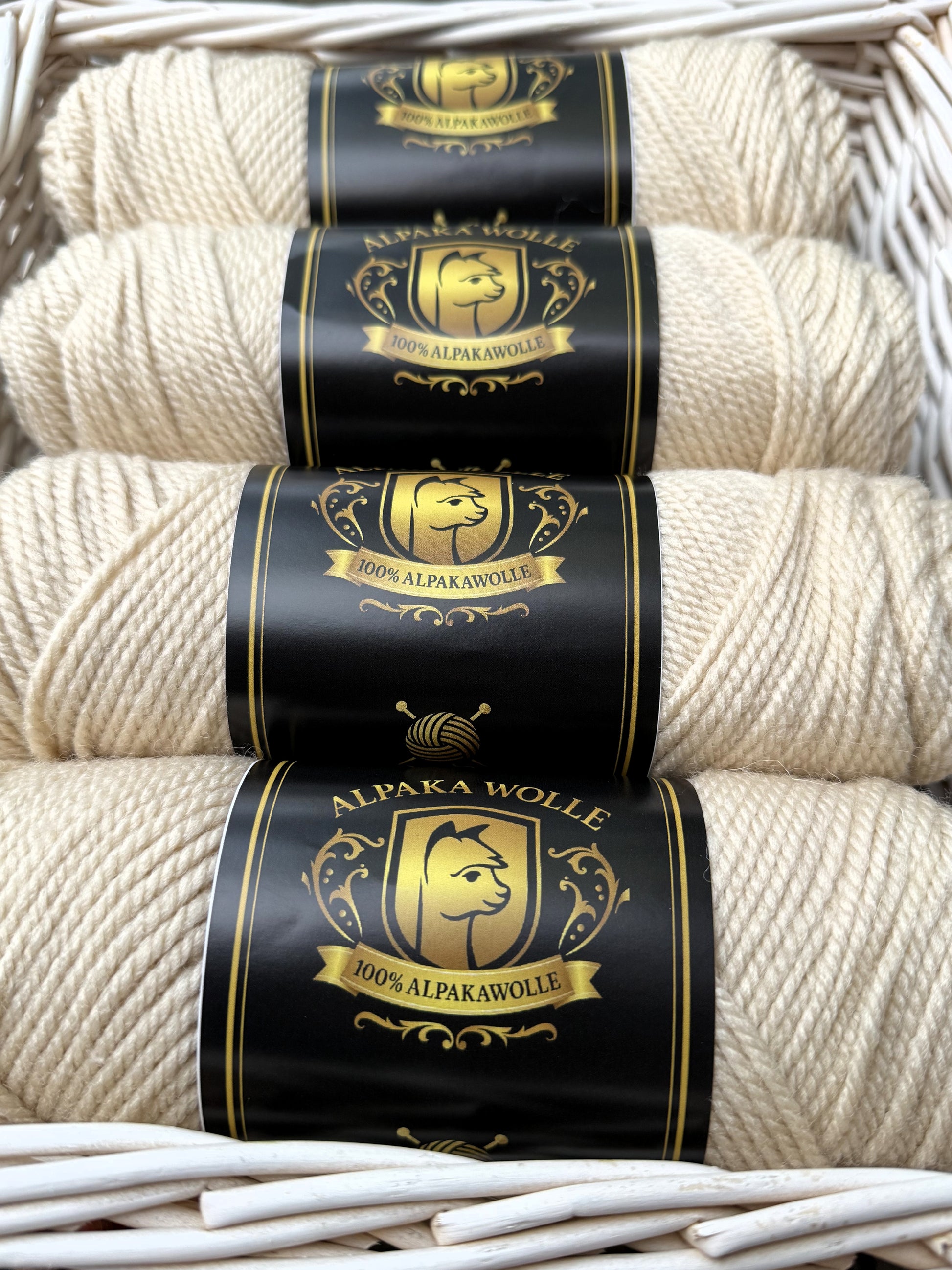 Alpaka Strickgarn 100% Khaki-Weiß 100g