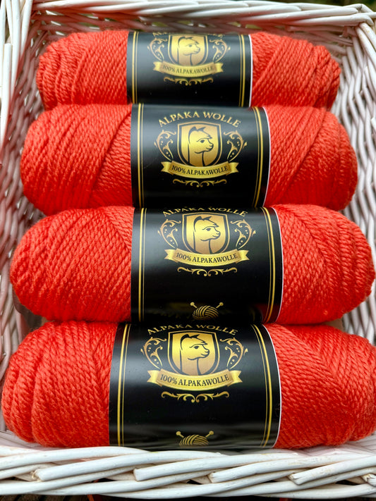 Alpaka Strickgarn 100% Orange 100g