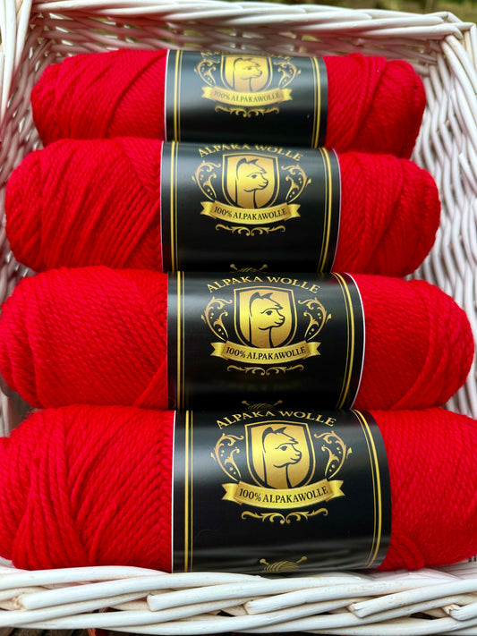 Alpaka Strickgarn 100% Rot 100g