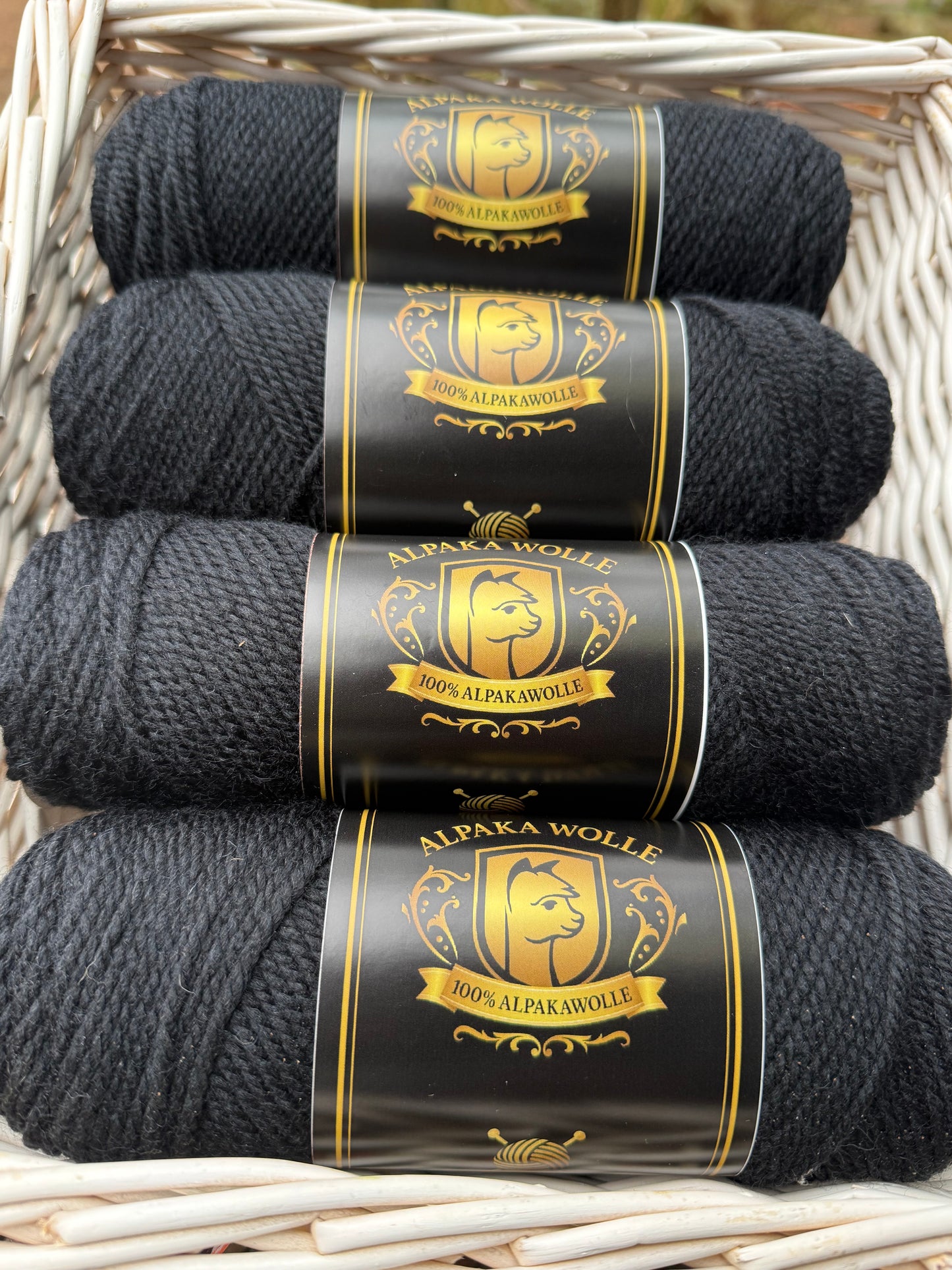 Alpaka Strickgarn 100% Schwarz 100g